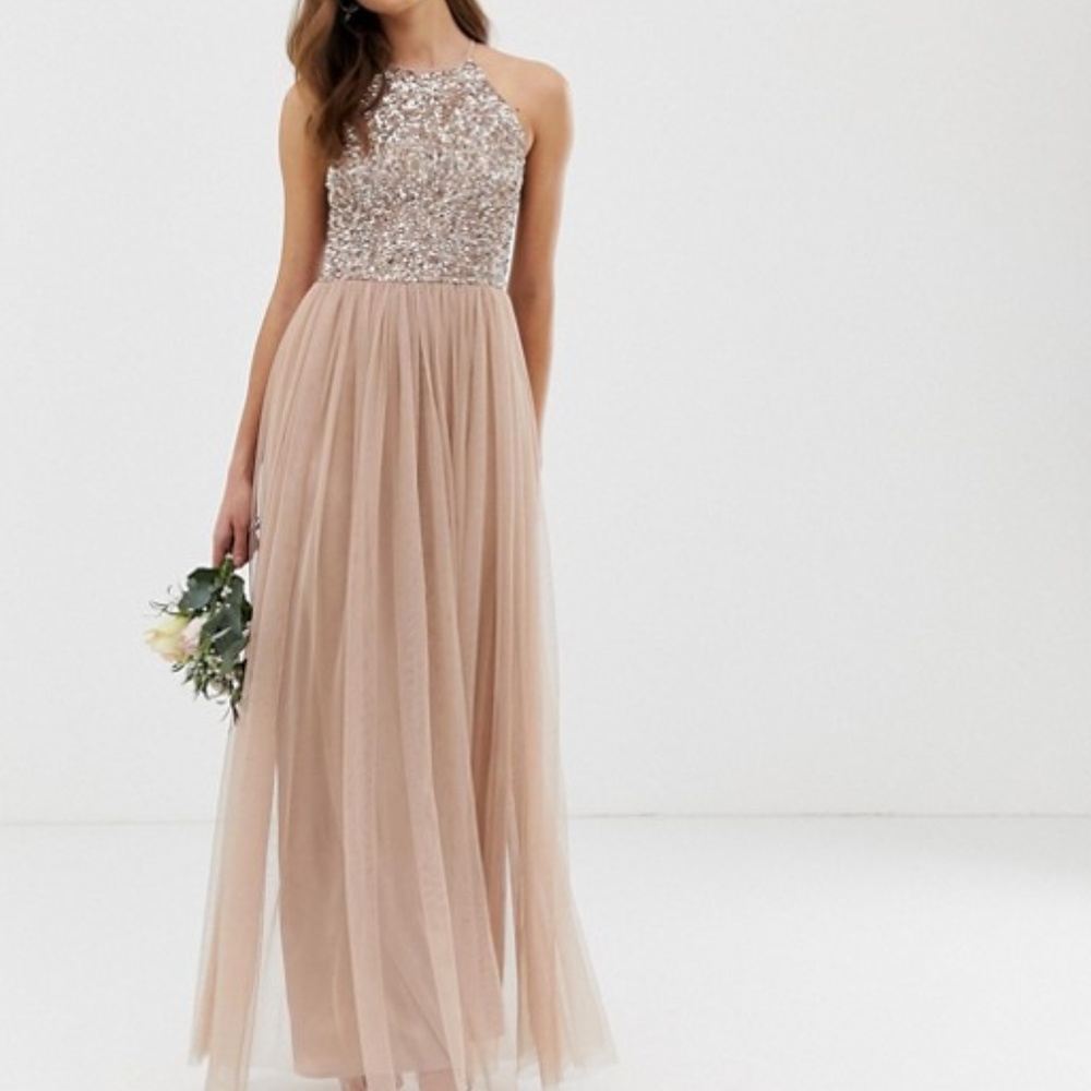 Bridesmaid Asos Maya Halter top Sequin Maxi Dress